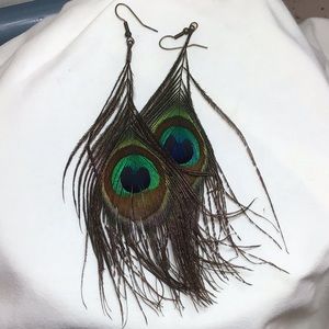 Vintage Peacock Feather Earrings